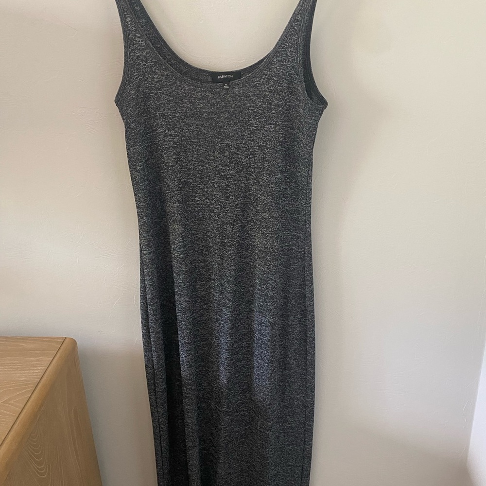 Babaton Gray Sleeveless Scoop Neck Sheath Maxi Dress